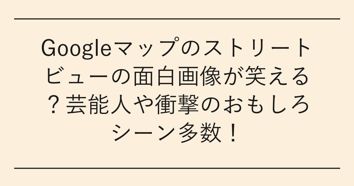 Googleマップのストリートビューの面白画像が笑える